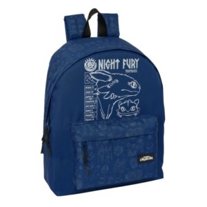 safta como entrenar a tu dragon mochila bolsillo frontal hombreras acolchadas doble tirador en cremallera asa superior 20.8l 330x150x420mm color azul marino