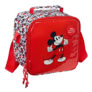 safta mickey mouse bolsa isotermica porta alimentos 4.4l cremallera interior forrado de aluminio bandolera ajustable repelente al agua asa superior 200x150x200mm color rojo