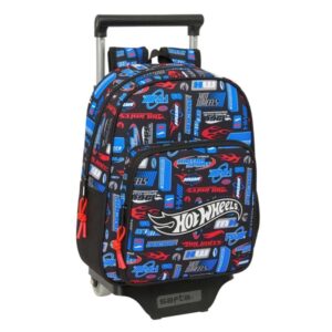 safta hot wheels mochila con carro portabotellas hombreras acolchadas bolsillo frontal asa superior mochila extraible material resistente 27x10x67cm color azul