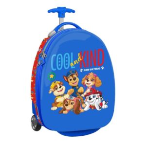 safta paw patrol cool maleta trolley infantil 16” interior con bolsillo de red dos ruedas para facil movilidad cintas con cierre de pvc 27.7l 280x230x430mm color azul