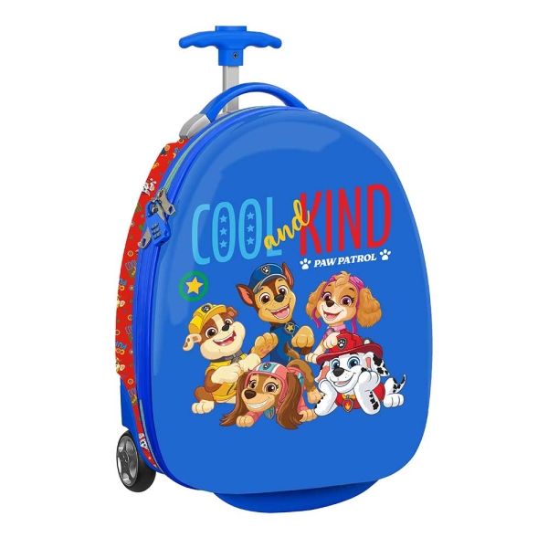 safta paw patrol cool maleta trolley infantil 16” interior con bolsillo de red dos ruedas para facil movilidad cintas con cierre de pvc 27.7l 280x230x430mm color azul