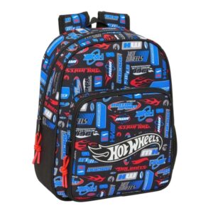 safta hot wheels mochila infantil portabotellas hombreras acolchadas bolsillo frontal asa de mano superior 9l 270x100x330mm color azul
