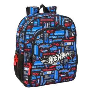 safta hot wheels mochila adaptable a carro portabotellas doble tirador en cremallera hombreras acolchadas ergonomicas asa de mano superior 15l 320x120x380mm color azul
