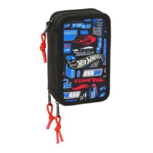 safta hot wheels plumier de 3 pisos 37 piezas 1.3l goma lapiz boligrafos sacapuntas reglas 16 colores 14 rotuladores 125x55x195mm color azul