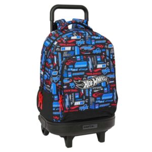 safta hot wheels mochila con carro extraible bolsillo frontal portabotellas tirador doble hombreras acolchadas asa acolchada tarjeta id base reforzada 330x220x450mm color azul