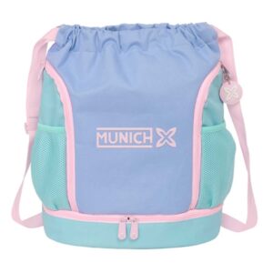 safta munich mellow saco mochila bolsillo interior con cremallera bolsillos laterales hombreras ajustables 21.93l 340x150x430mm color azul claro
