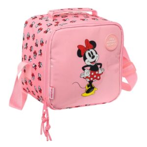 safta minnie mouse beach bolsa isotermica porta alimentos 4.4l cremallera bandolera ajustable repelente al agua asa superior 200x150x200mm color rosa pastel