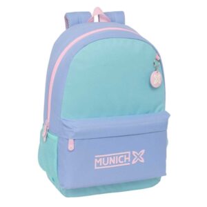 safta munich mellow mochila adaptable a carro bolsillos laterales doble tirador acolchada y ergonomica asa superior 19l 300x140x460mm color azul claro