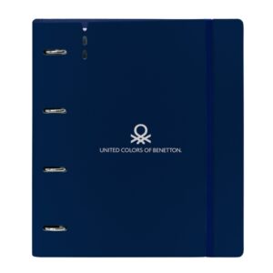 safta benetton damero carpeta con 4 anillas 35mm tapas de pp foam recambio 100 hojas cuadriculas 5x5mm 90g/m2 separadores solapa interior 270x40x320mm color azul marino