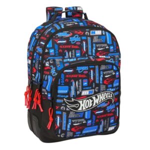safta hot wheels mochila con 2 compartimentos antirozaduras adaptable a carro bolsillo frontal portabotellas tirador doble hombreras acolchadas 20l 320x150x420mm color azul