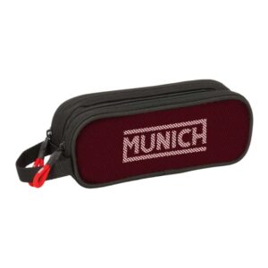 safta munich vulcan portatodo 2 compartimentos con cremalleras asa lateral 1l 210x60x80mm color negro y rojo