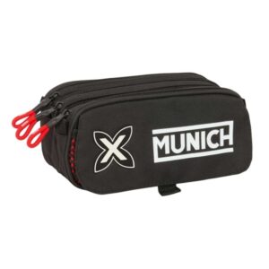 safta munich vulcan portatodo 3 compartimentos con cremalleras bolsillo frontal cinta adaptable 1.72l 215x80x100mm color negro