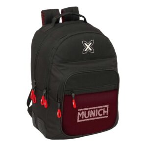safta munich vulcan mochila con 2 compartimentos cantoneras antirozaduras adaptable a carro portabotellas tirador doble asa forrada 20l 320x150x420mm color negro y rojo