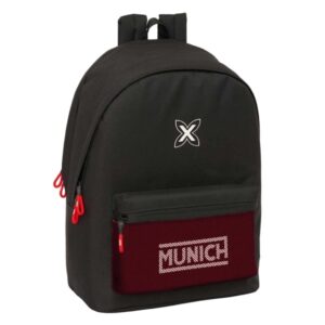 safta munich vulcan mochila para portatil hasta 15.6" antirrobo conector usb 24.55l ergonomica base acolchada bolsillo frontal tirador doble 310x180x440mm color negro y rojo