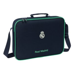 safta real madrid 2ª equipacion 25/26 maletin con cremallera bandolera ajustable asa forrada doble tirador fondo semirigido 6l 380x60x280mm color azul marino