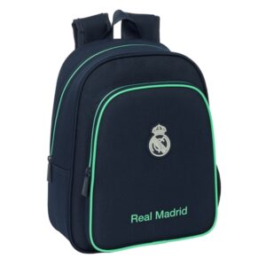 safta real madrid 2ª equipacion 25/26 mochila infantil adaptable a carro portabotellas hombreras acolchadas bolsillo frontal asa superior 9l 270x100x330mm color azul marino