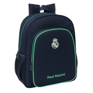 safta real madrid 2ª equipacion 25/26 mochila adaptable a carro portabotellas tirador doble hombreras acolchadas bolsillo frontal asa de mano 15l 320x120x380mm color azul marino