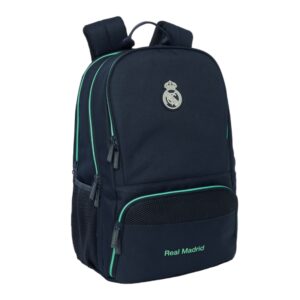 safta real madrid 2ª equipacion 25/26 mochila para portatil hasta 14.1" cierre raqueta de padel portabotellas zapatillero rejilla transpirable 21.40l 300x170x420mm color azul marino