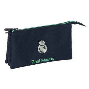 safta real madrid 2ª equipacion 25/26 portatodo 3 compartimentos con cremalleras bolsillo interior 0.6l 220x30x120mm color azul marino