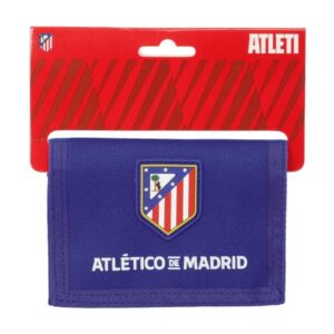 safta atletico de madrid billetera cabecera para colgar cierre con velcro compartimentos internos bolsillo con cremallera 125x10x95mm color azul marino