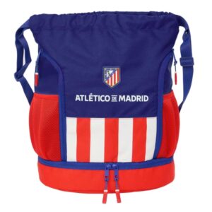 safta atletico de madrid saco mochila bolsillo interior con cremallera bolsillos laterales compartimento con doble cremallera hombreras ajustables 21.93l 340x150x430mm color azul marino