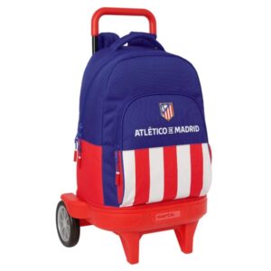 safta atletico de madrid mochila con carro extraible portabotellas asa y hombreras acolchadas tarjeta de identificacion ruedas antivibracion 330x220x450mm color azul marino