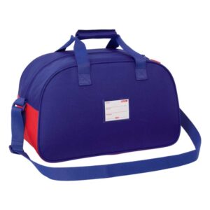 safta atletico de madrid bolsa de deporte bolsillo frontal bandolera ajustable asa forrada tirador doble base con tacos fondo extraible compacta y ligera 400x230x240mm color azul marino