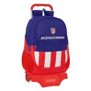 safta atletico de madrid mochila con carro portabotellas 2 compartimentos tirador doble hombreras ergonomicas espalda acolchada mochila extraible 320x160x440mm color azul marino