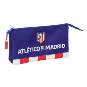 safta atletico de madrid portatodo 3 compartimentos con cremalleras bolsillo interior 0.6l 220x30x120mm color azul marino