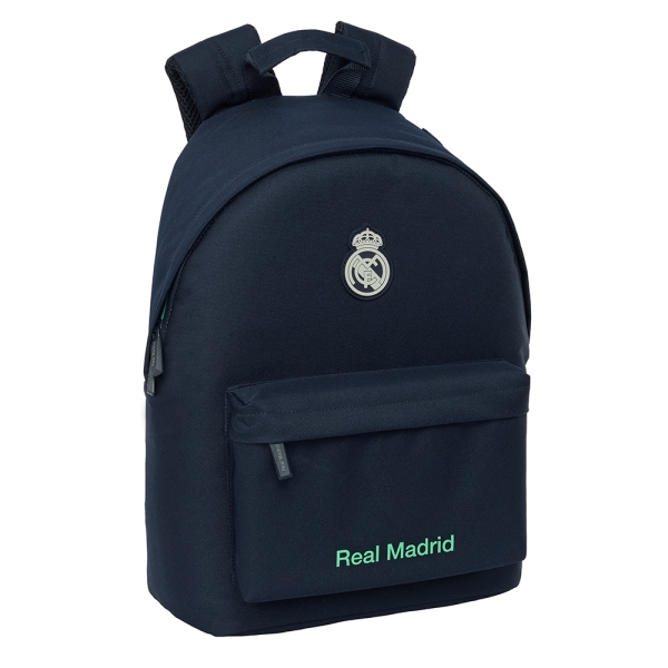 safta real madrid 2ª equipacion 25/26 mochila para portatil hasta 14.1" bolsillo para tablet tirador doble espalda transpirable 20l 310x160x410mm color azul marino