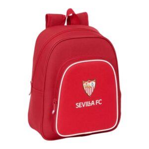 safta sevilla fc mochila infantil resistente al agua hombreras acolchadas portabotellas asa de mano 10l compatible con carrito 280x100x340mm color rojo