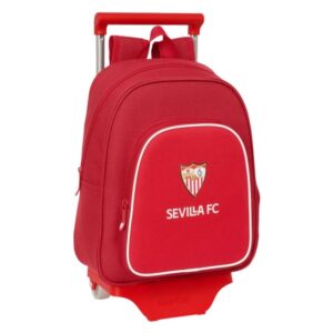safta sevilla fc mochila con carro portabotellas hombreras ergonomicas bolsillo frontal asa superior de transporte extraible resistente al agua 28x10x67cm color rojo