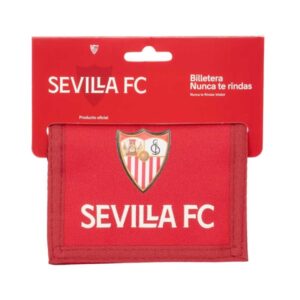 safta sevilla fc billetera cabecera para colgar cierre con velcro compartimentos internos bolsillo con cremallera resistente al agua 125x10x95mm color rojo
