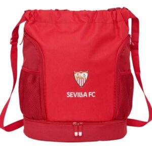 safta sevilla fc saco mochila bolsillo interior con cremallera bolsillos laterales hombreras ajustables resistente al agua 21.93l 340x150x430mm color rojo