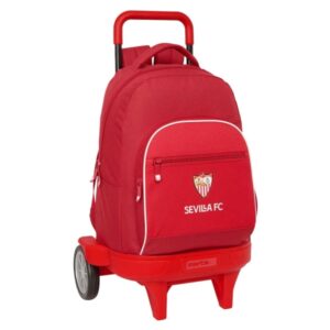 safta sevilla fc mochila con carro extraible bolsillo frontal ruedas antivibracion hombreras acolchadas asa superior acolchada 330x220x450mm color rojo