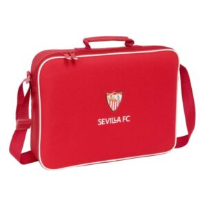 safta sevilla fc maletin con cremallera bandolera ajustable asa forrada doble tirador fondo semirigido resistente al agua 6l 380x60x280mm color rojo