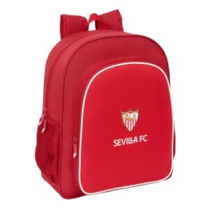 safta sevilla fc mochila adaptable a carro portabotellas tirador doble hombreras ergonomicas y acolchadas bolsillo frontal asa de mano superior 15l 320x120x380mm color rojo