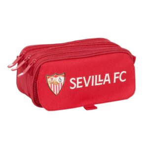 safta sevilla fc portatodo 3 compartimentos con cremalleras asa lateral bolsillo frontal cinta adaptable resistente al agua 1.72l 215x80x100mm color rojo