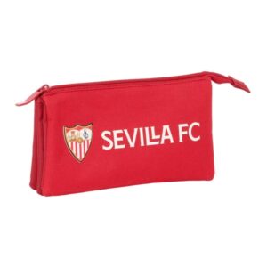 safta sevilla fc portatodo 3 compartimentos con cremalleras bolsillo interior resistente al agua 220x30x120mm color rojo