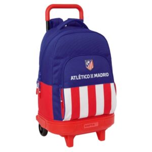safta atletico de madrid mochila con carro extraible bolsillo frontal portabotellas tirador doble hombreras acolchadas tarjeta id bandeja pvc 33l 330x220x450mm color azul marino