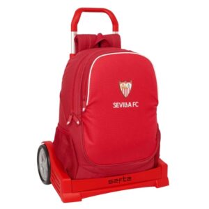 safta sevilla fc mochila con carro cremallera doble hombreras ergonomicas bolsillo frontal asa superior mochila extraible ruedas antivibracion base reforzada 320x140x430mm color rojo