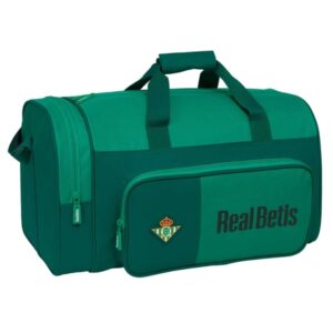 safta real betis balompie bolsa de deporte bandolera ajustable bolsillo frontal tacos en la base bolsillo lateral tirador doble resistente al agua 470x270x260mm color verde