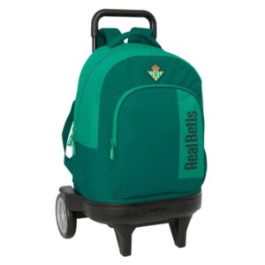 safta real betis balompie mochila con carro extraible bolsillo frontal portabotellas tirador doble hombreras acolchadas tarjeta id ruedas antivibracion 330x220x450mm color verde