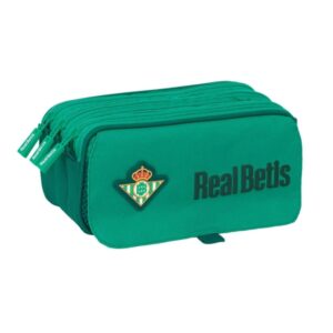 safta real betis balompie portatodo 3 compartimentos con cremalleras asa lateral resistente al agua cinta adaptable bolsillo frontal 1.72l 215x80x100mm color verde