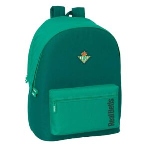 safta real betis balompie mochila para portatil hasta 15.6" alojamiento antirrobo conector usb base acolchada resistente al agua tirador doble 310x180x440mm color verde