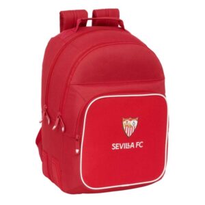 safta sevilla fc mochila con 2 compartimentos antirozaduras adaptable a carro bolsillo frontal portabotellas tirador doble hombreras ergonomicas 20l 320x150x420mm color rojo