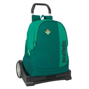 safta real betis balompie mochila con carro tirador doble hombreras ergonomicas bolsillo frontal mochila extraible ruedas antivibracion base reforzada 320x140x430mm color verde