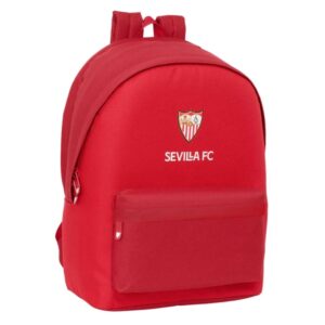 safta sevilla fc mochila para portatil hasta 15.6" antirrobo conector usb base acolchada bolsillo frontal tirador doble hombreras ergonomicas 310x180x440mm color rojo
