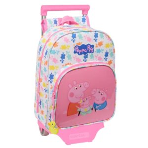 safta peppa pig baby pig mochila con carro portabotellas hombreras acolchadas asa superior mochila extraible material resistente 10l 26x11x67cm color rosa