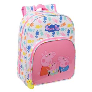 safta peppa pig baby pig mochila infantil adaptable a carro portabotellas hombreras acolchadas bolsillo frontal 10l 260x110x340mm color rosa
